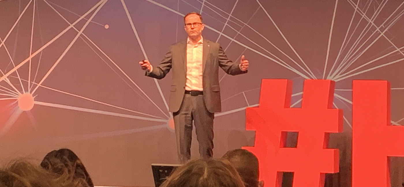 Jochen Köckler, CEO Deutsche Messe speaking at the Hannover Messe 26 Press Preview